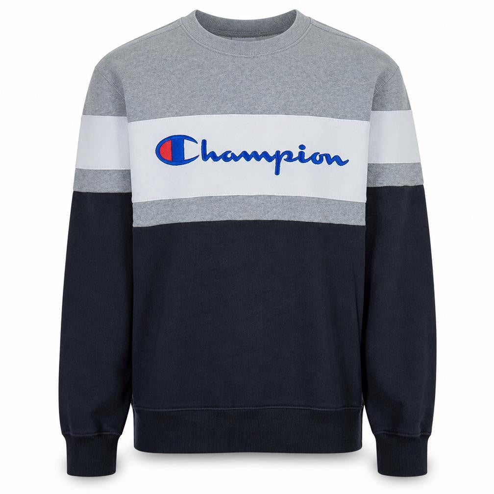 Champion Men’s Grey Colour Block Crew Neck Sweatshirt Size L