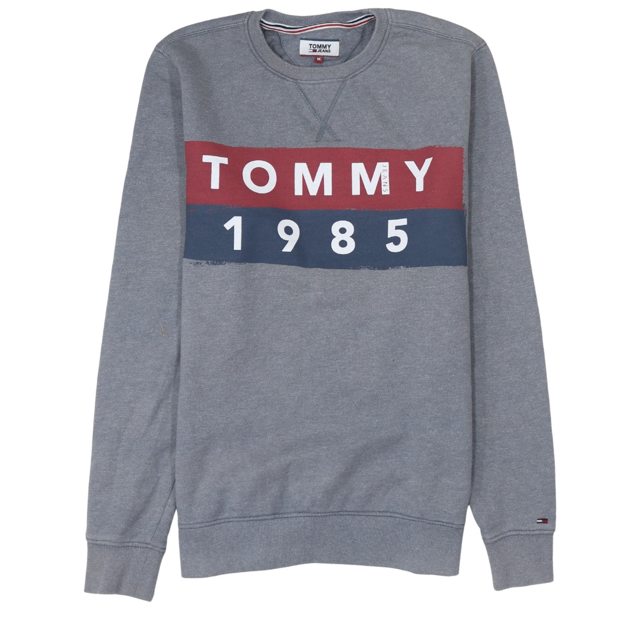 Tommy Jeans Men Grey Logo 1985 Crew Neck Sweatshirt Size M