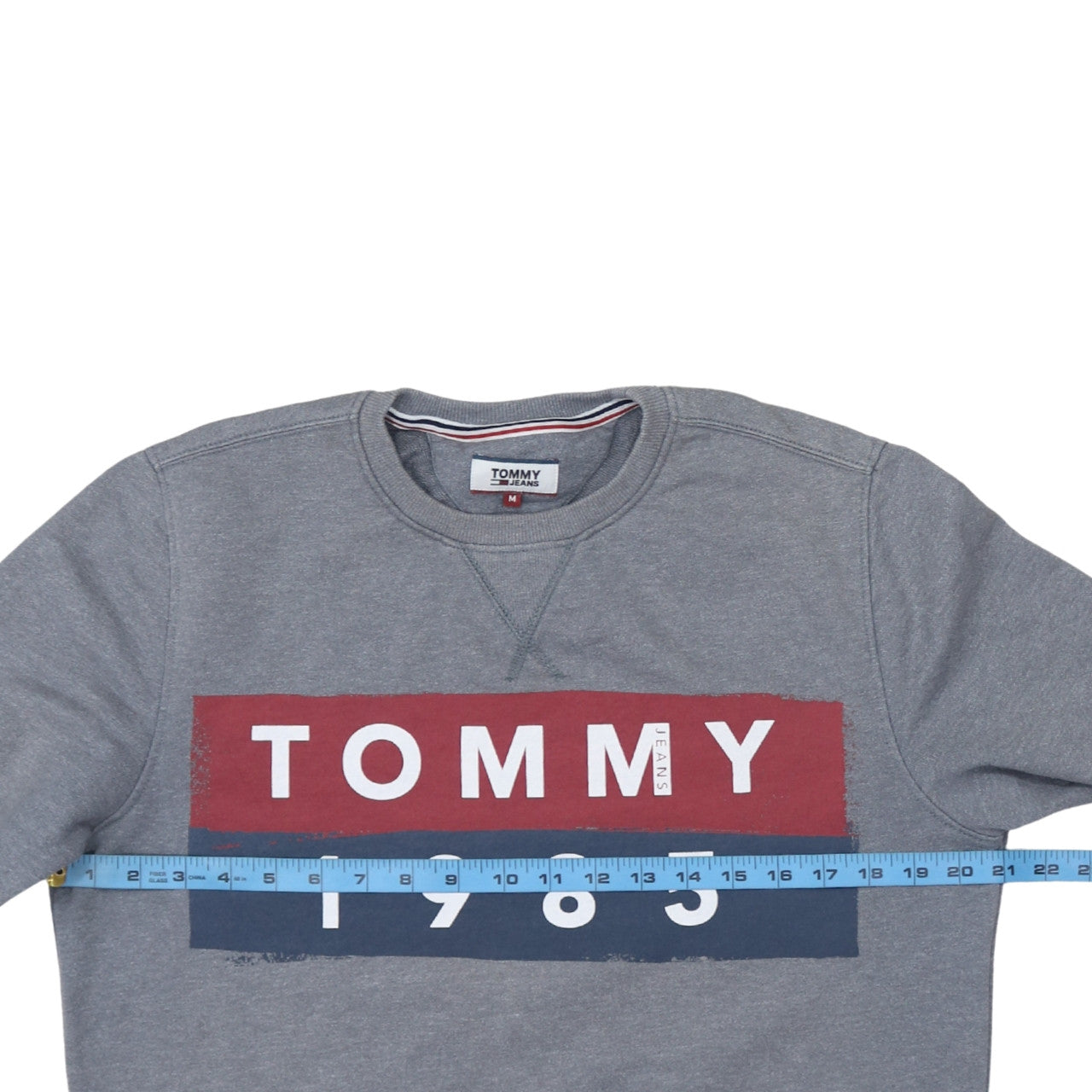 Tommy Jeans Men Grey Logo 1985 Crew Neck Sweatshirt Size M