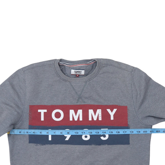 Tommy Jeans Men Grey Logo 1985 Crew Neck Sweatshirt Size M