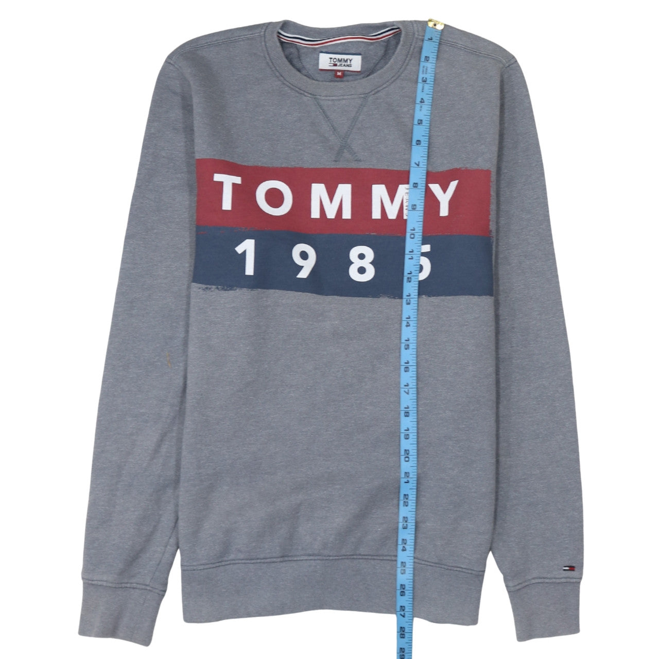 Tommy Jeans Men Grey Logo 1985 Crew Neck Sweatshirt Size M