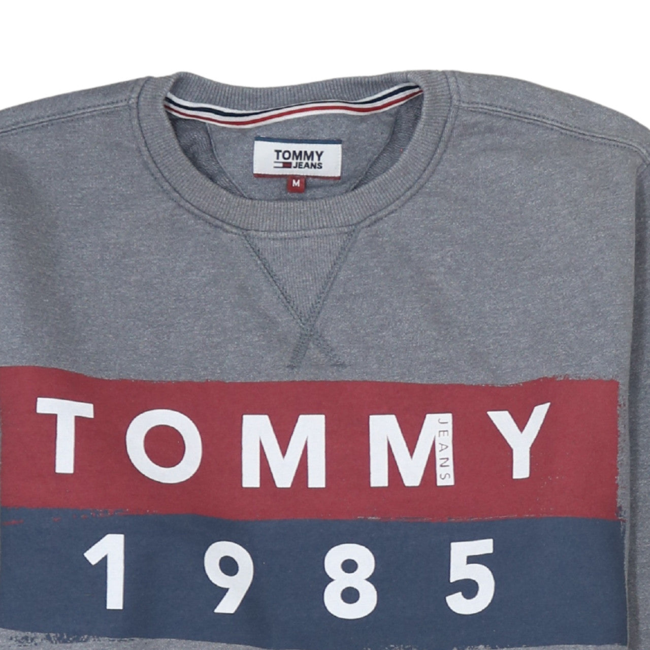 Tommy Jeans Men Grey Logo 1985 Crew Neck Sweatshirt Size M