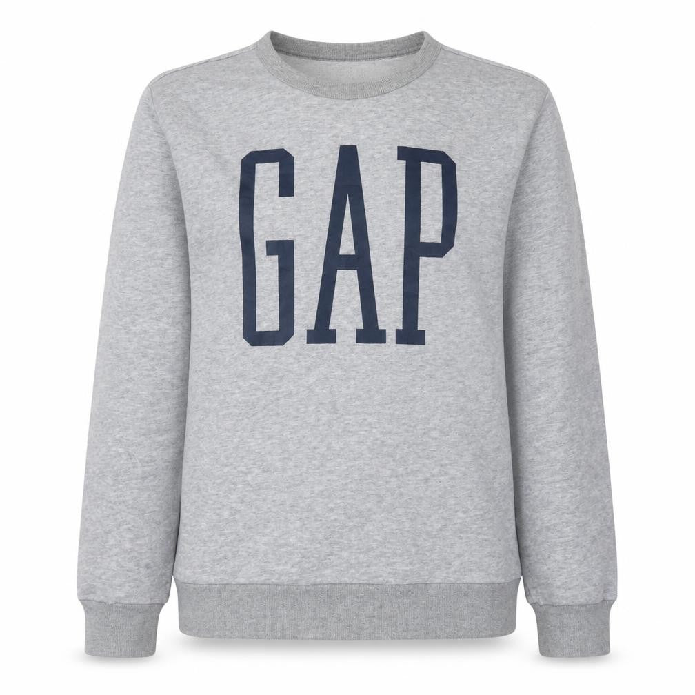 Gap Women Grey Logo Crew Neck Pullover Sweatshirt Size L