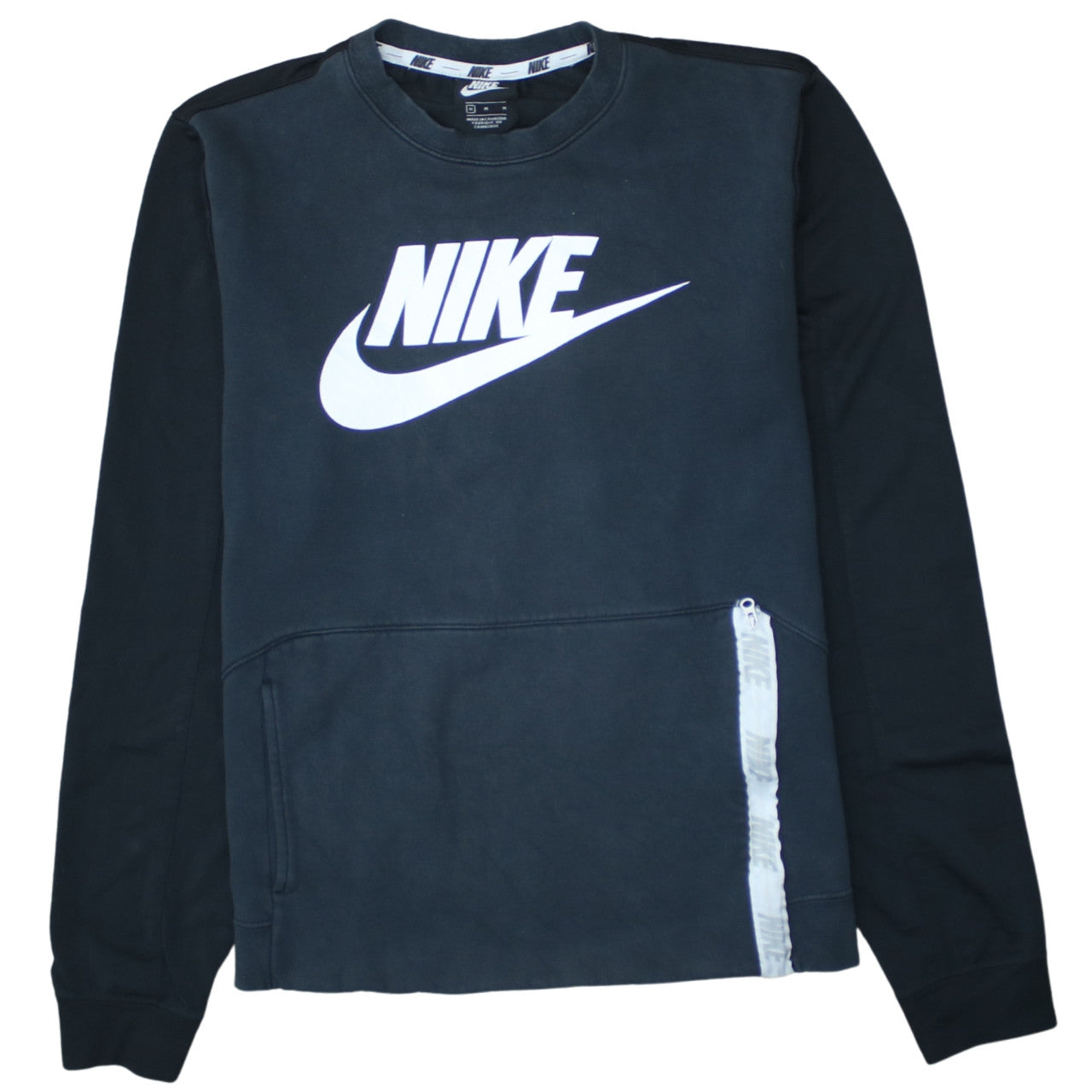 Nike Women's Black Pullover Sweatshirt Size M Logo Zip Detail
