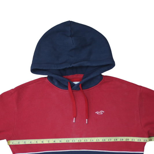 Hollister Men's Red Blue Pullover Hoodie Size L Classic Style