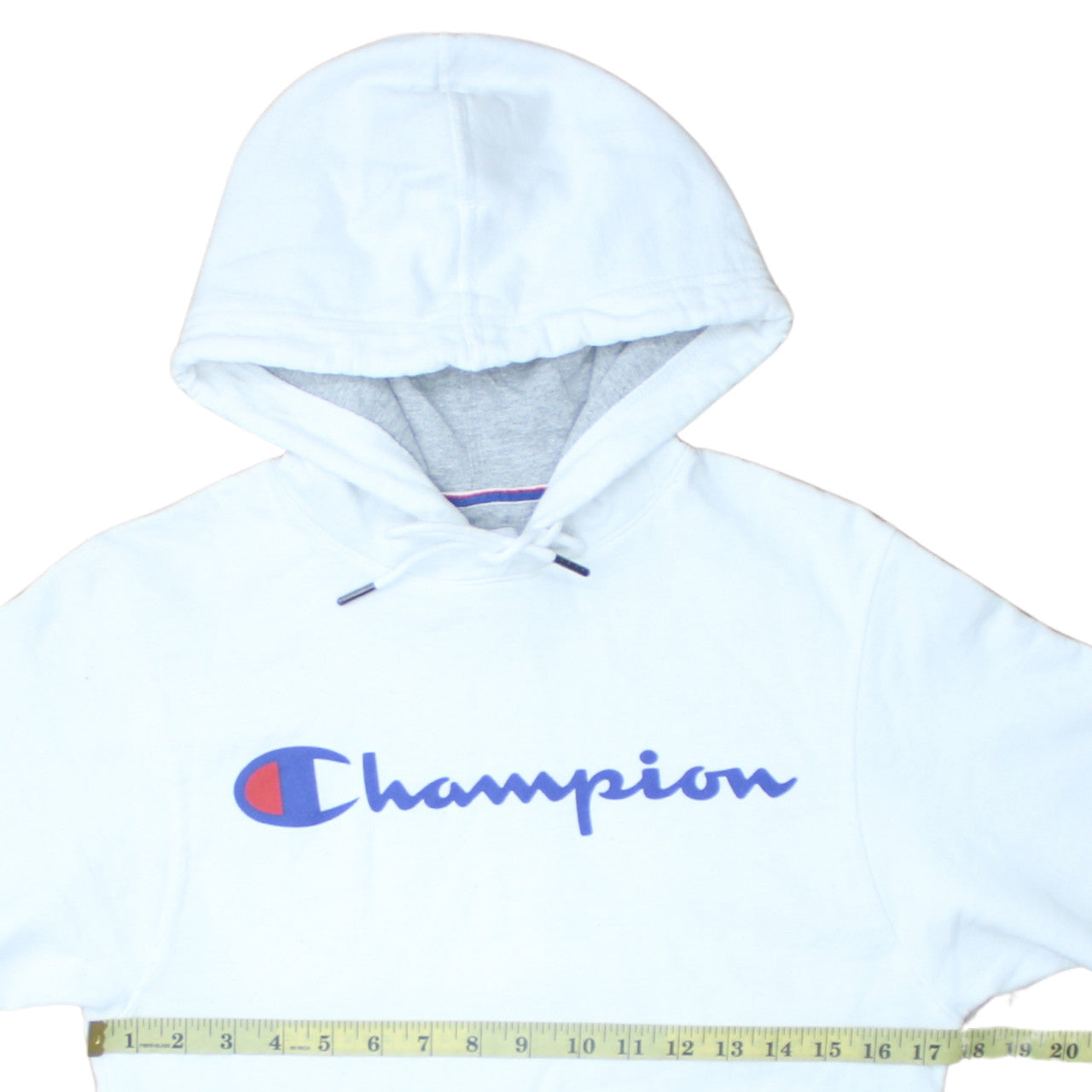 Champion Womens White XS Hoodie Pullover Logo Print Cotton Blend