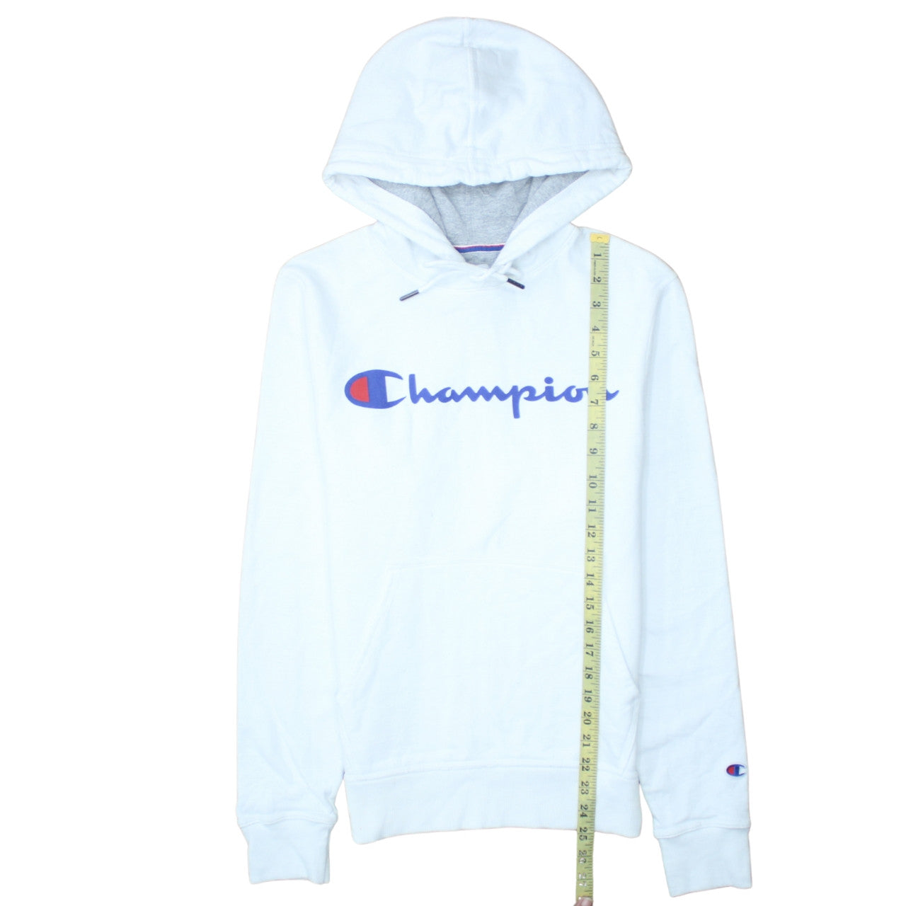 Champion Womens White XS Hoodie Pullover Logo Print Cotton Blend