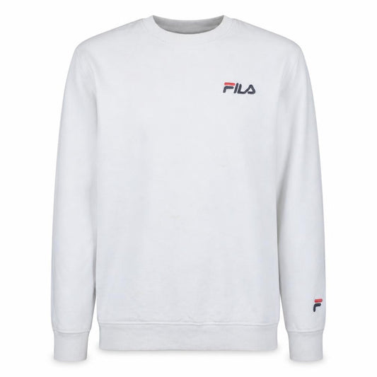 FILA Men's White Small Logo Crew Neck Pullover Sweatshirt Size S