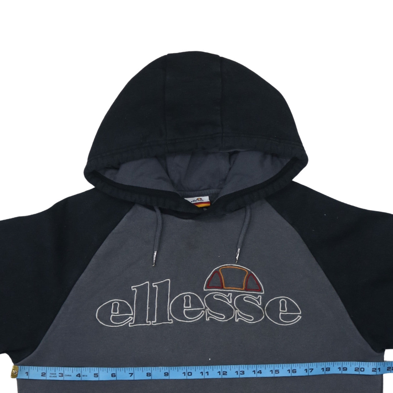 Ellesse Mens Grey Pullover Hoodie L Logo Fleece Sweatshirt