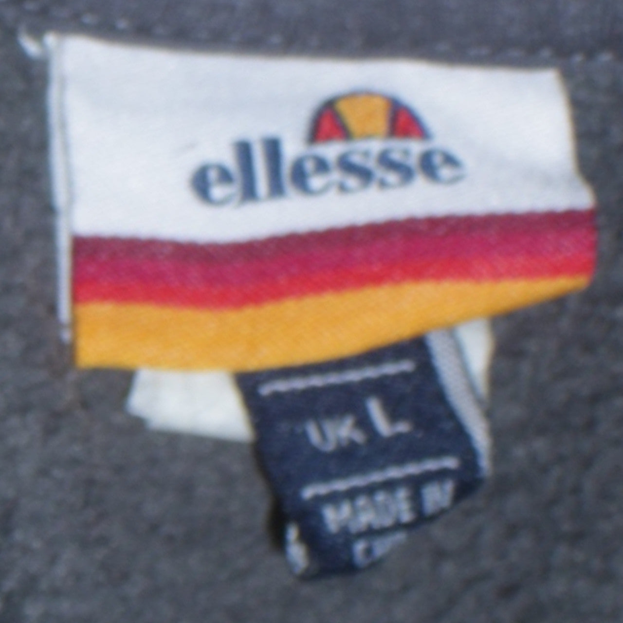 Ellesse Mens Grey Pullover Hoodie L Logo Fleece Sweatshirt