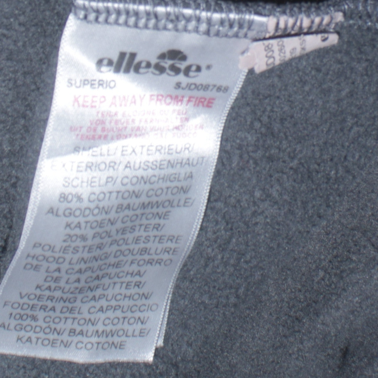 Ellesse Mens Grey Pullover Hoodie L Logo Fleece Sweatshirt