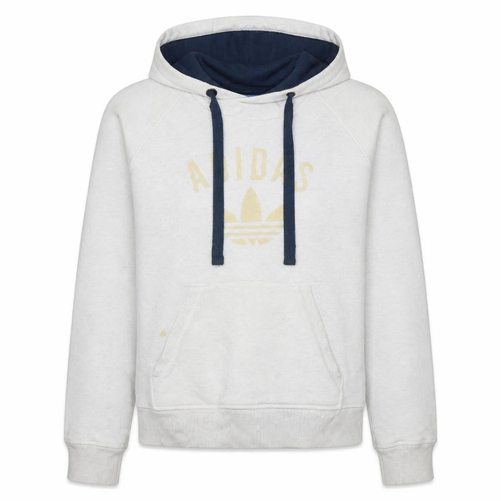 Adidas Womens Beige Hooded Pullover Sweatshirt Size L Logo Print