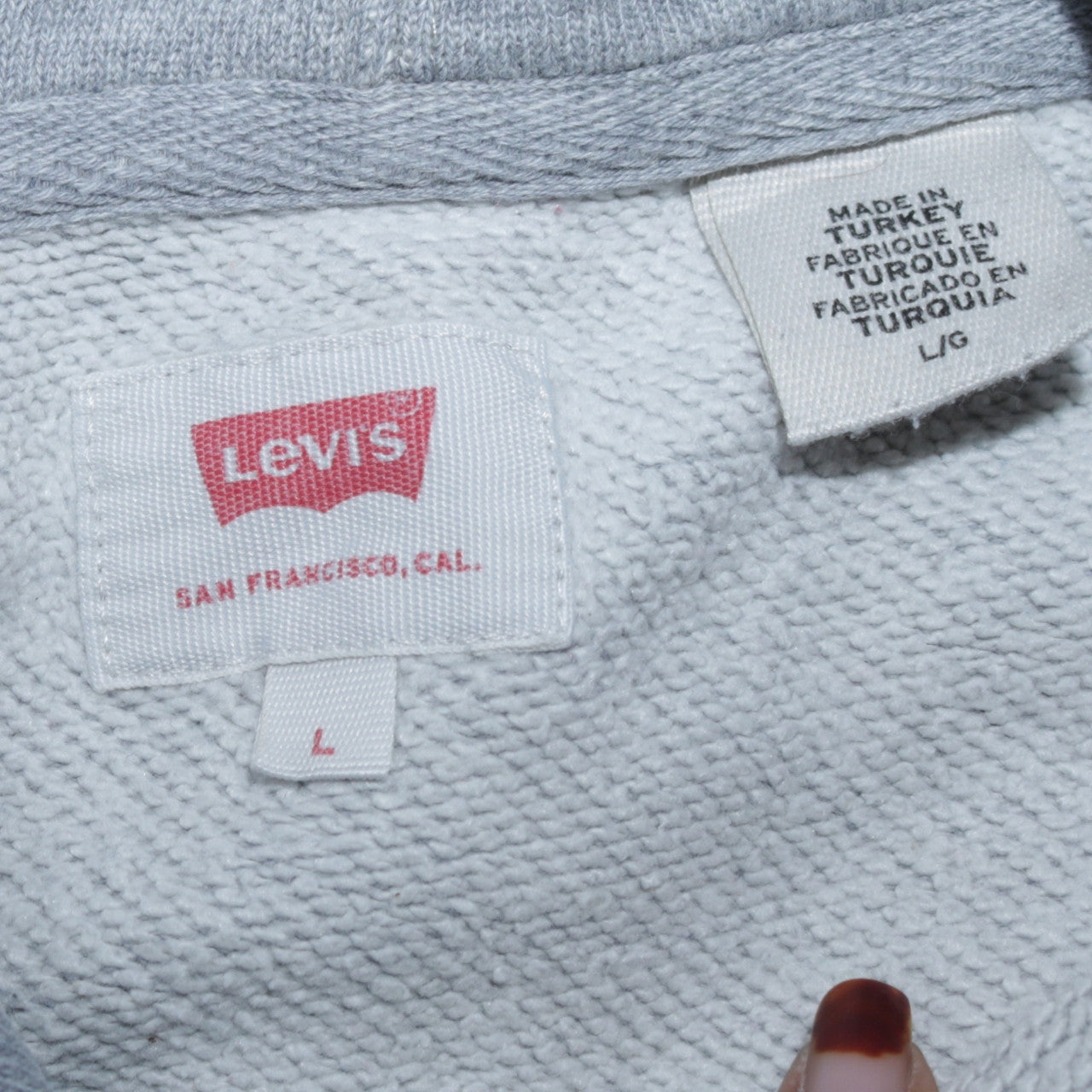 Levi's Men's Grey Pullover Hoodie L Logo Graphic Fleece Sweatshirt