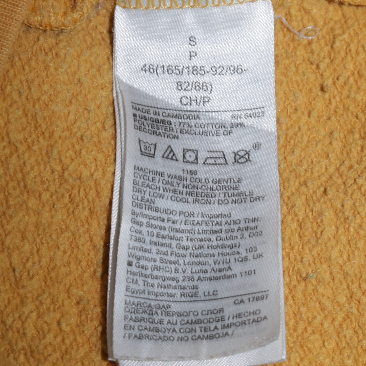 GAP Women Mustard Yellow Pullover Hoodie Small Cotton Blend