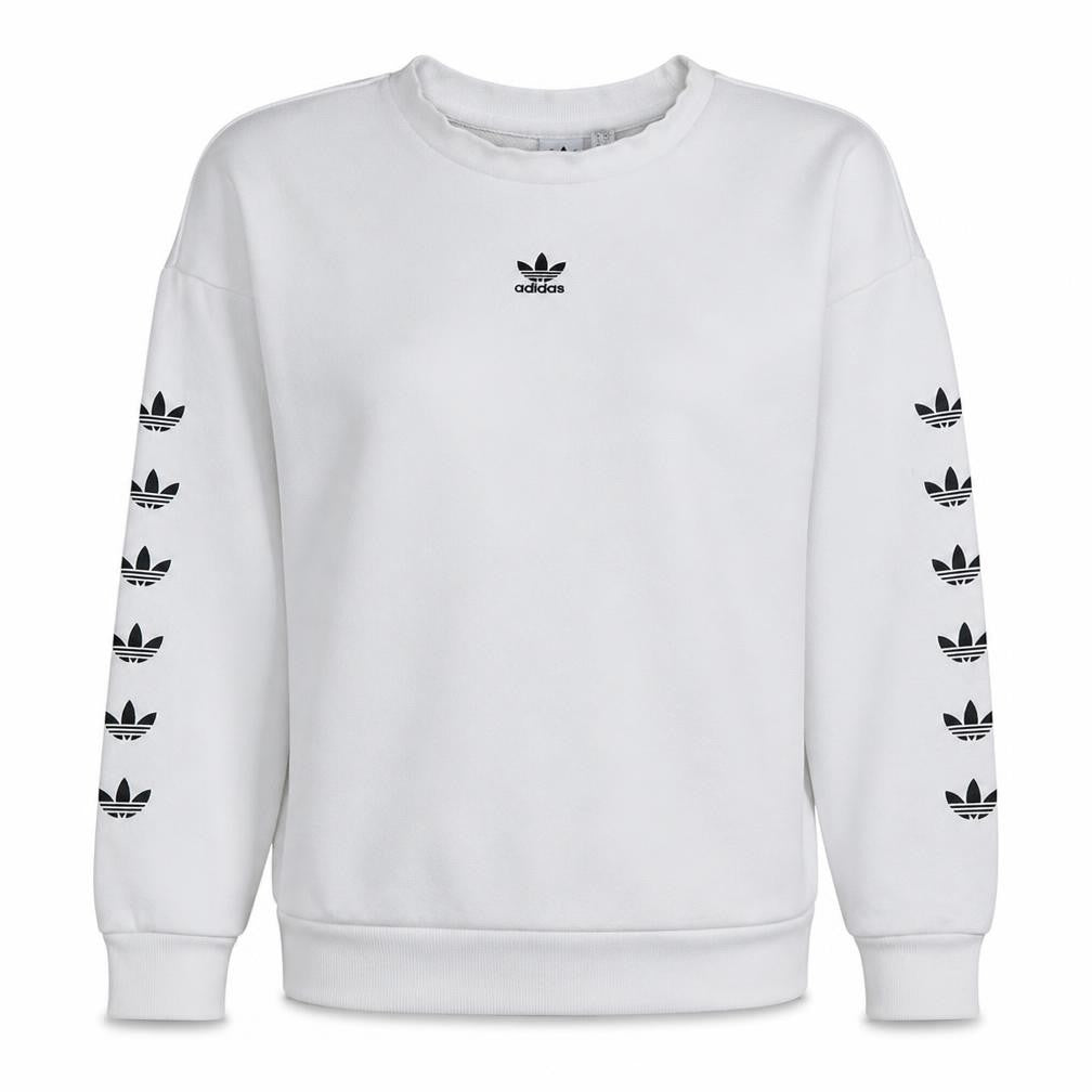 Adidas Women White Crew Neck Long Sleeve Logo Sweatshirt XS