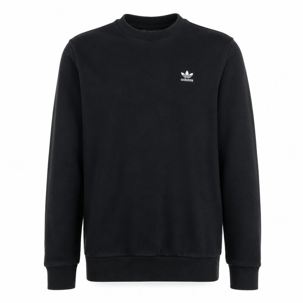 Front view of Adidas boys’ black crew neck pullover sweatshirt 13-14 years