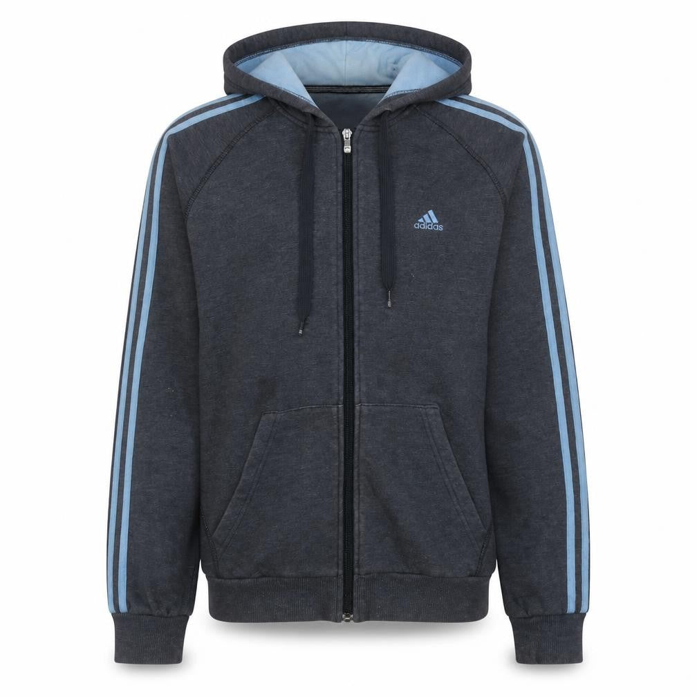 Adidas Men's Grey Full Zip Hoodie Medium Sports Style