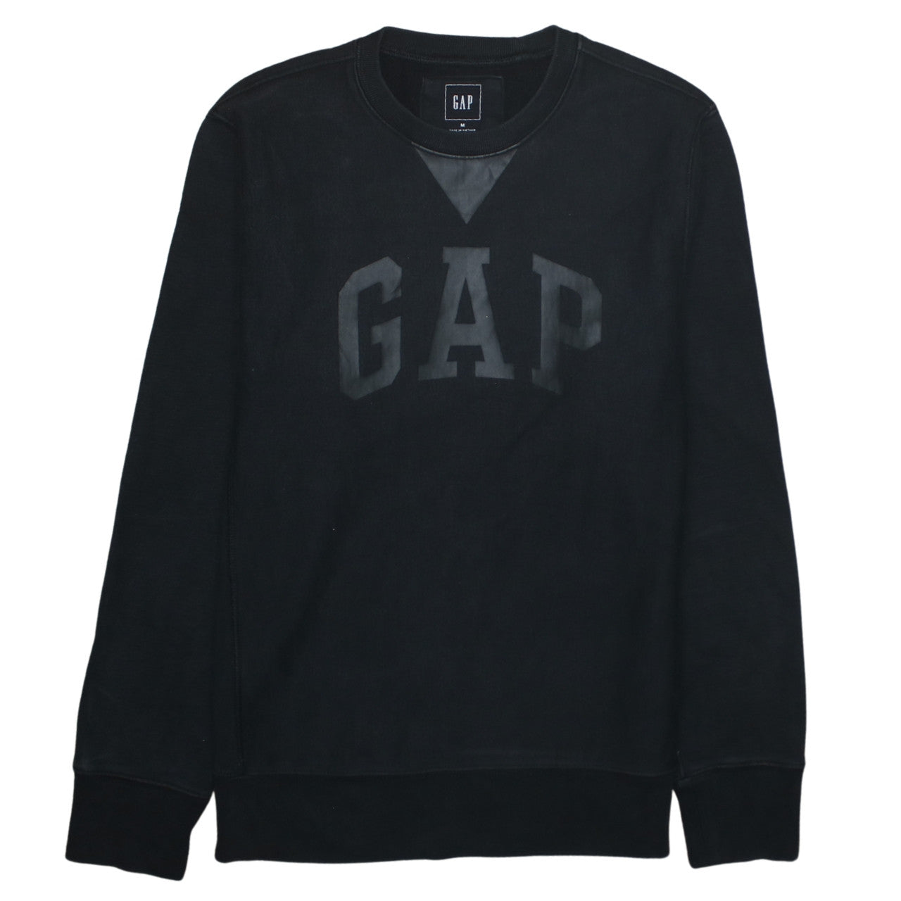 GAP Men's Black Medium Crew Neck Logo Sweatshirt Cotton Blend