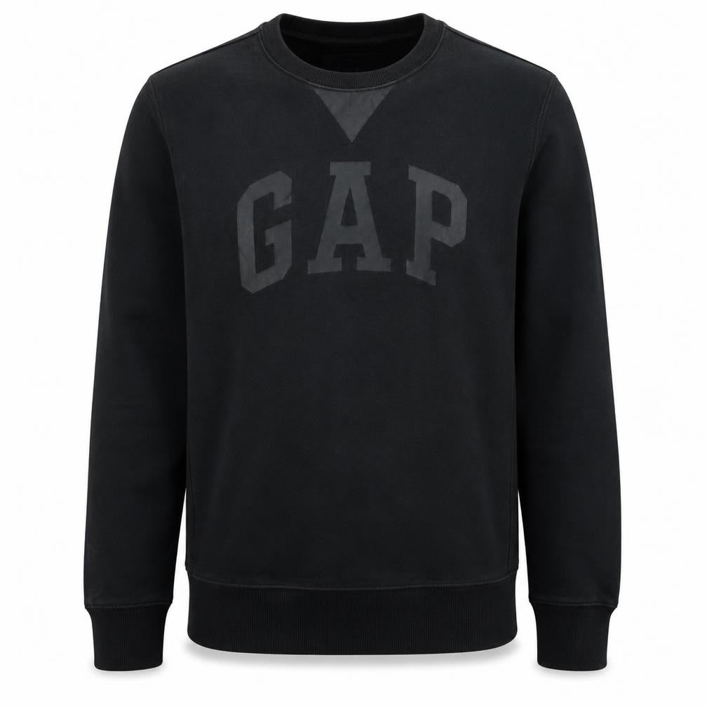 Gap Men's Black Medium Crew Neck Logo Sweatshirt Cotton Blend