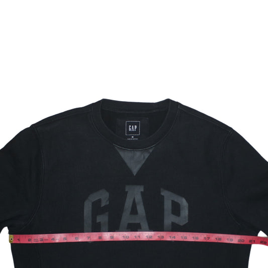 GAP Men's Black Medium Crew Neck Logo Sweatshirt Cotton Blend