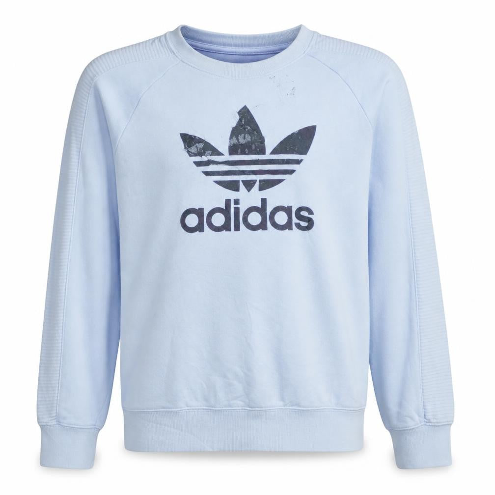Adidas Womens Light Blue Crew Neck Logo Sweatshirt UK 16