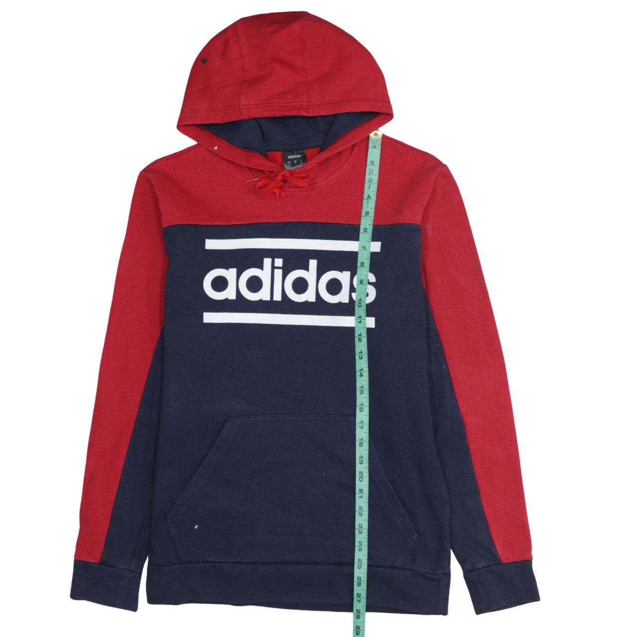 adidas Men's Red & Blue Pullover Hoodie Size M Sports Logo Fleece