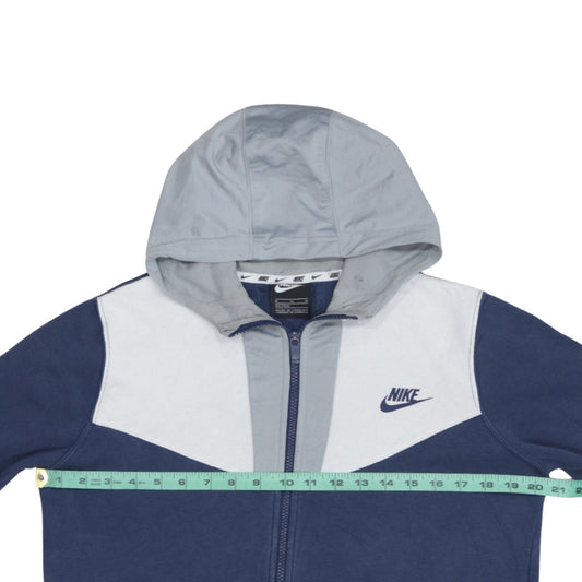 Nike Boys Blue Full Zip Hoodie XL 158-170cm Colourblock Cotton Blend