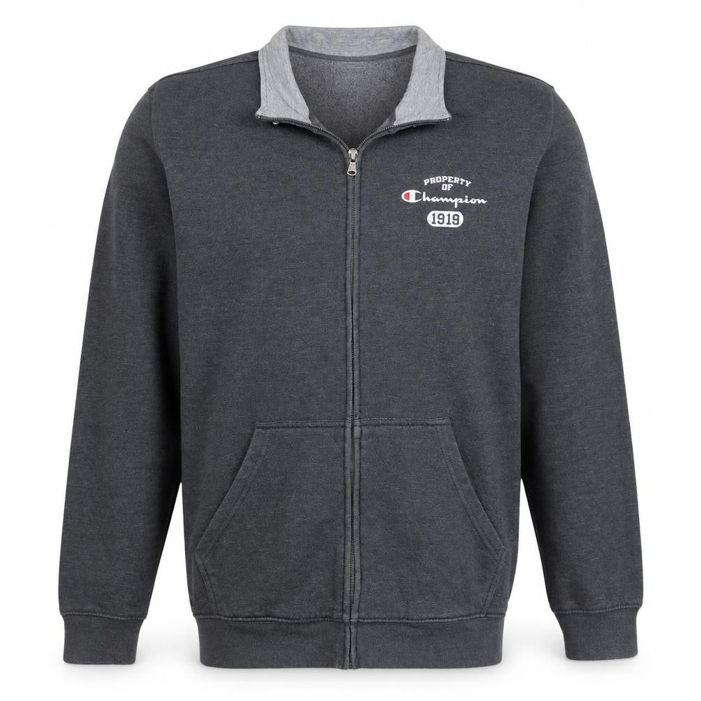 Champion Men's Grey Full Zip Sweatshirt XL Mock Neck Sports Style