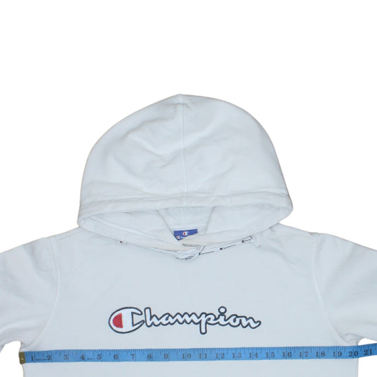 Champion Women's White Small Pullover Hoodie with Logo Detail