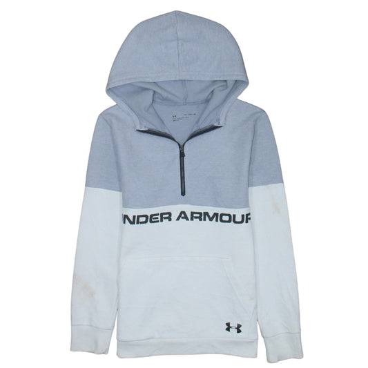 Under Armour Boys Grey Colourblock 1/4 Zip Hoodie Size 14-15 Years
