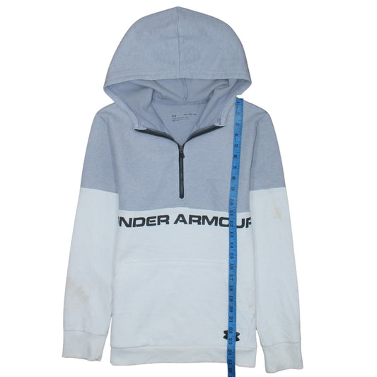 Under Armour Boys Grey Colourblock 1/4 Zip Hoodie Size 14-15 Years