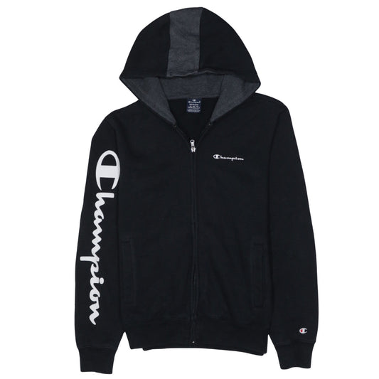 Champion Men's Black Medium Full Zip Hoodie Logo Fleece