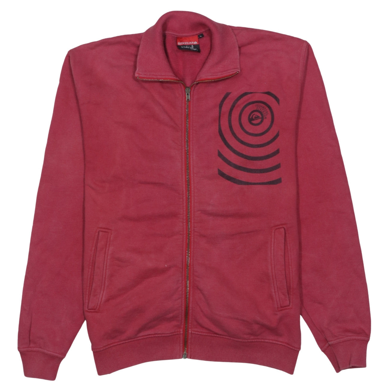 Quiksilver Mens Red Full Zip Sweatshirt M Surf Graphic Jacket