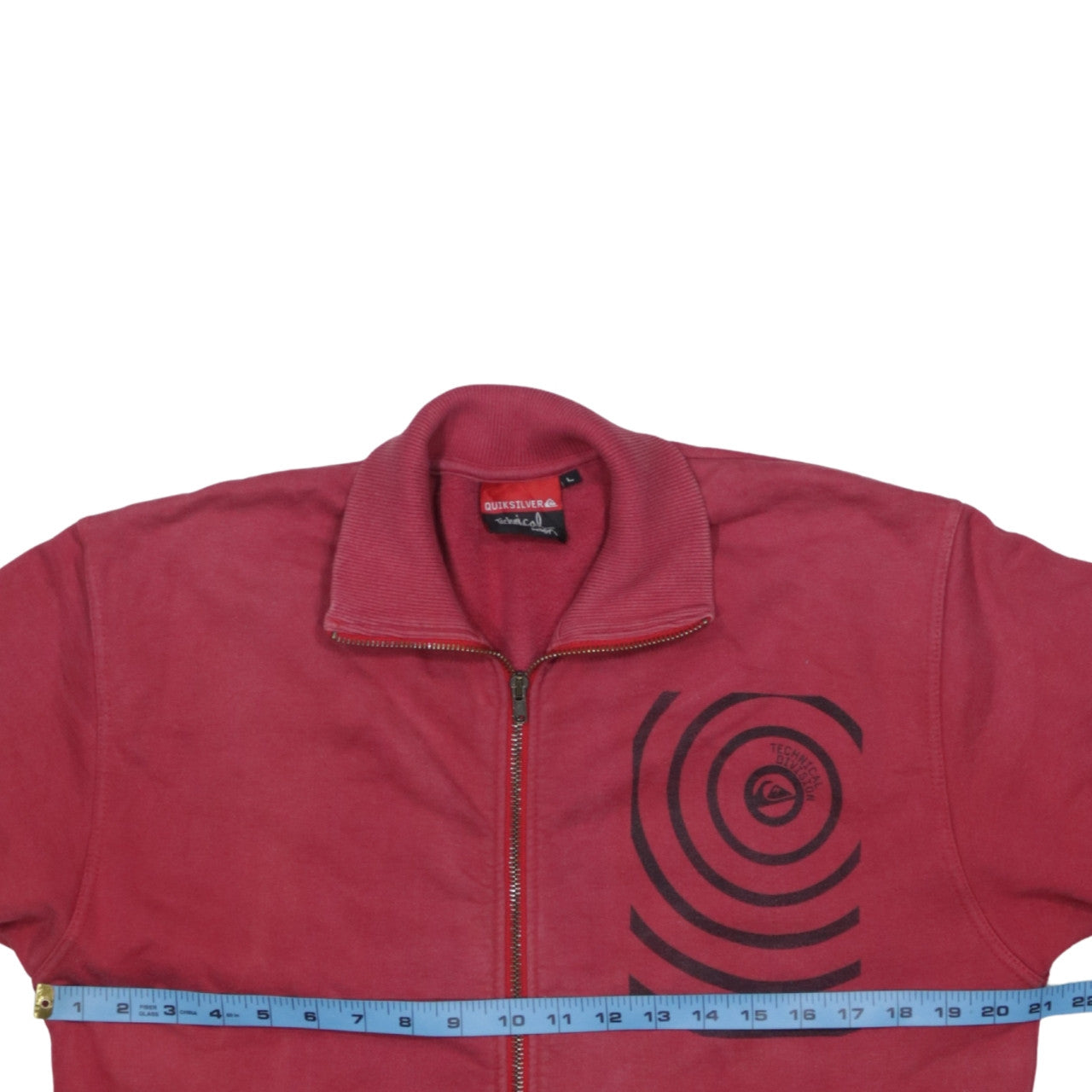 Quiksilver Mens Red Full Zip Sweatshirt M Surf Graphic Jacket