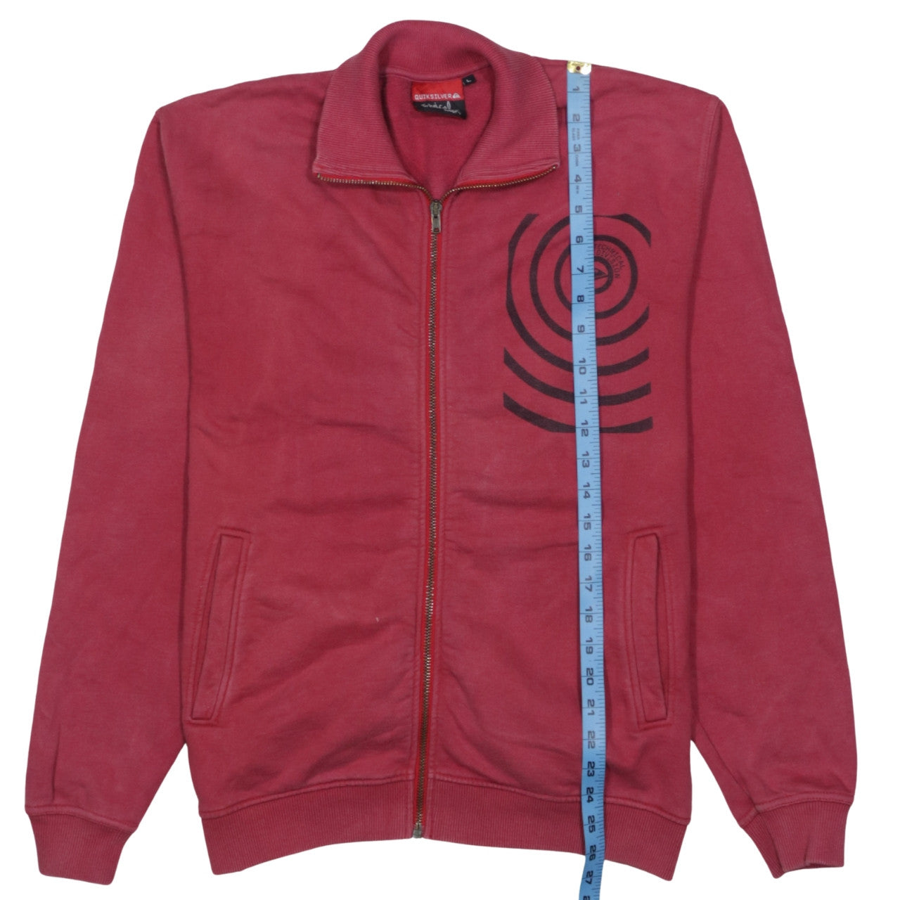 Quiksilver Mens Red Full Zip Sweatshirt M Surf Graphic Jacket