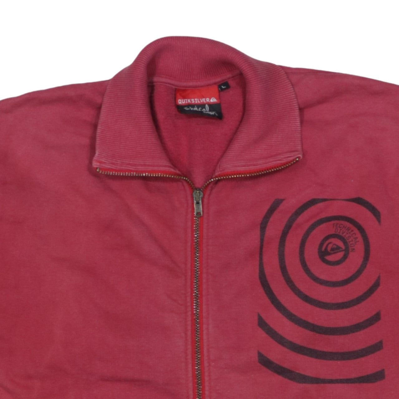 Quiksilver Mens Red Full Zip Sweatshirt M Surf Graphic Jacket