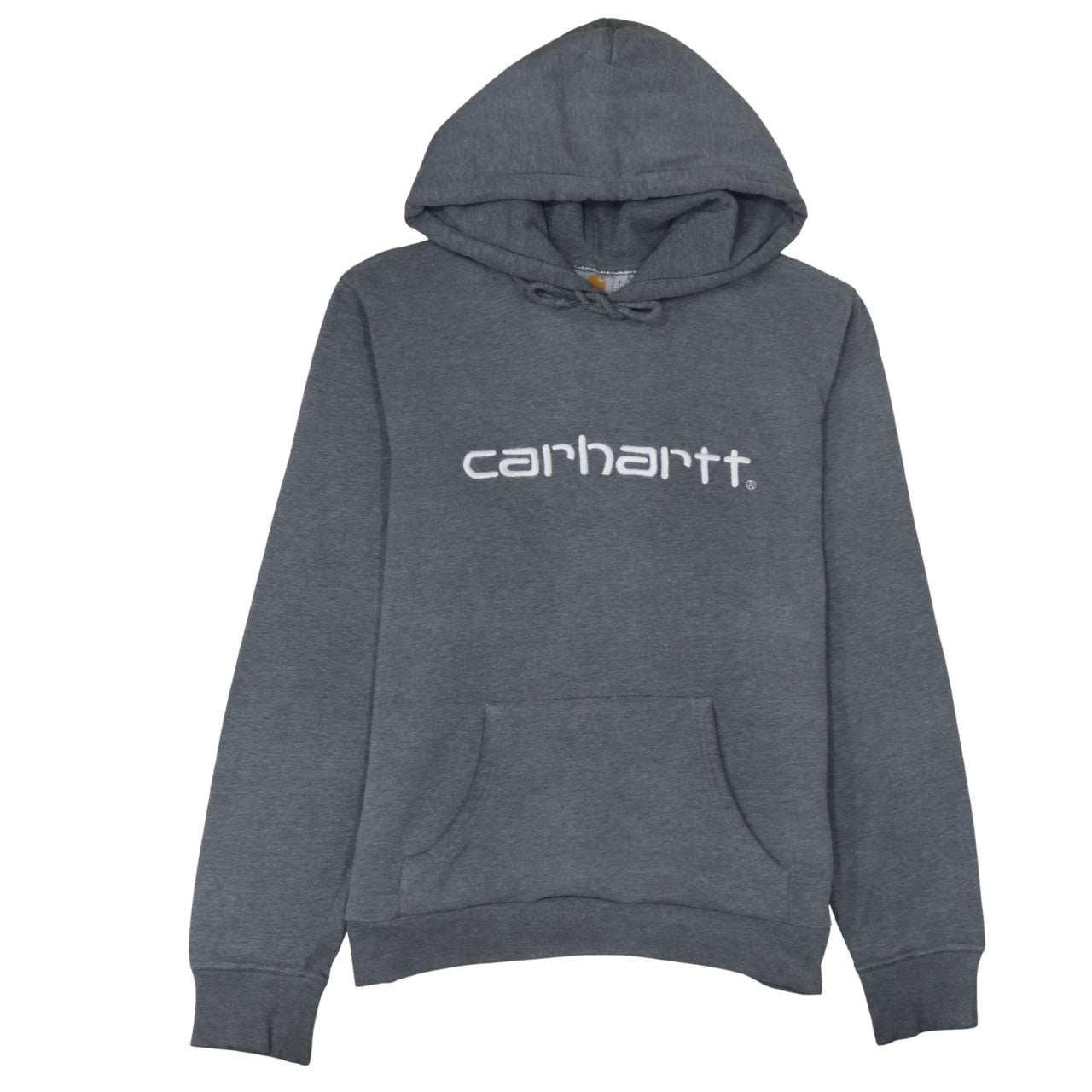 Carhartt Men's Grey Pullover Hoodie Size S Fleece Logo Sweatshirt