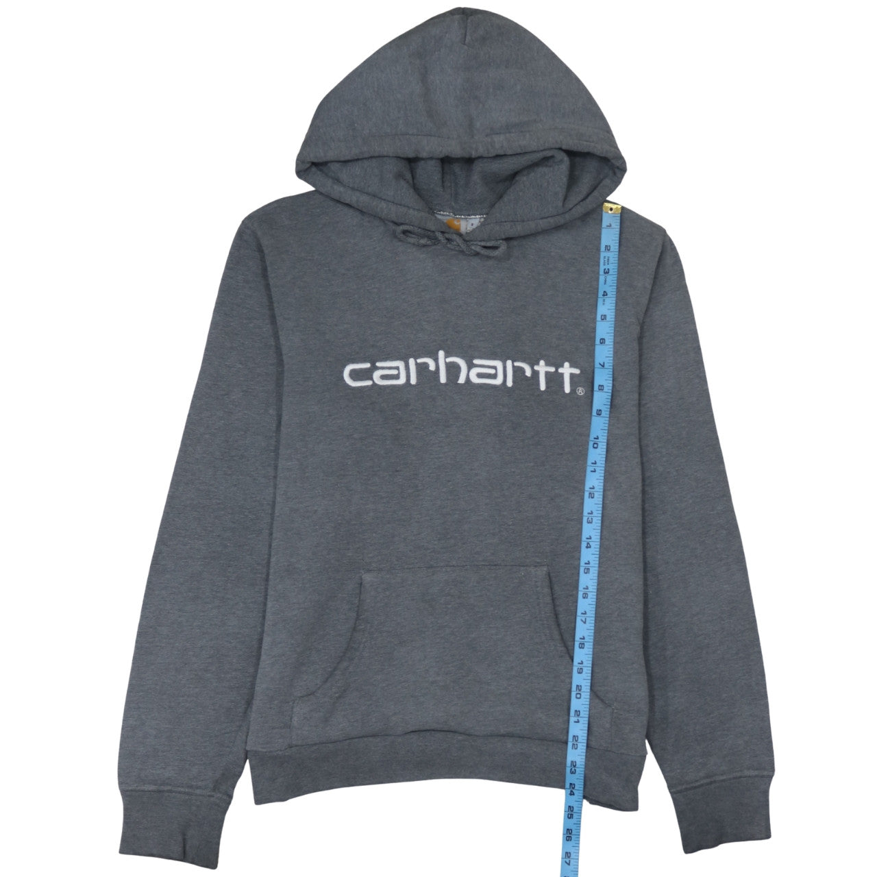 Carhartt Men's Grey Pullover Hoodie Size S Fleece Logo Sweatshirt