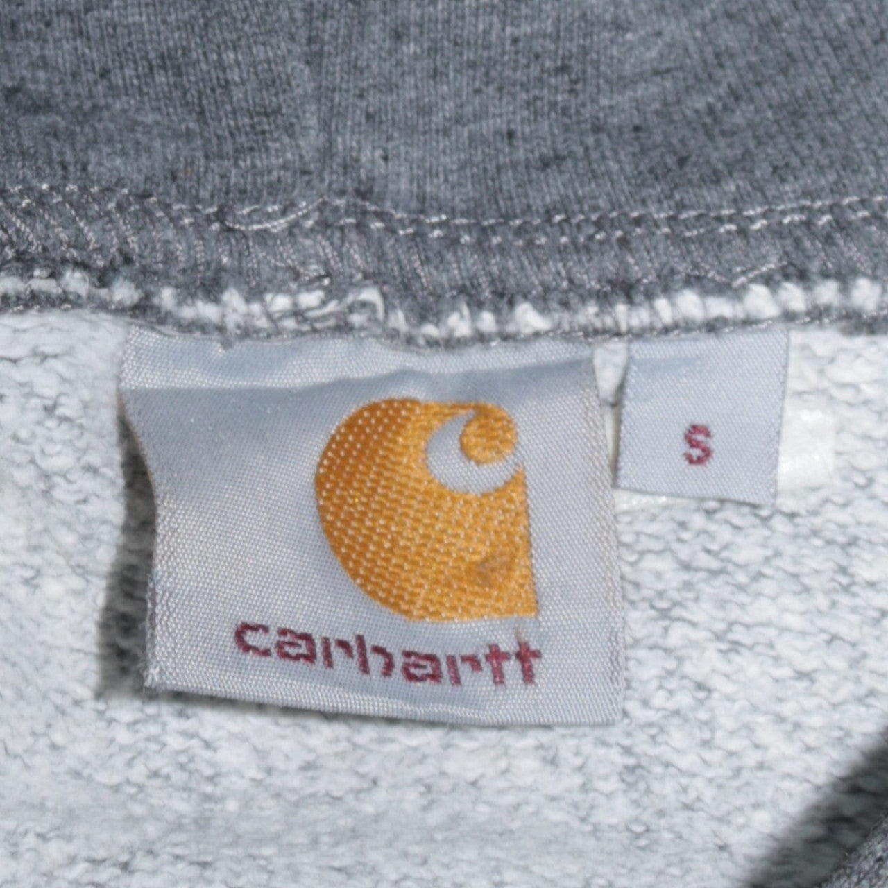 Carhartt Men's Grey Pullover Hoodie Size S Fleece Logo Sweatshirt