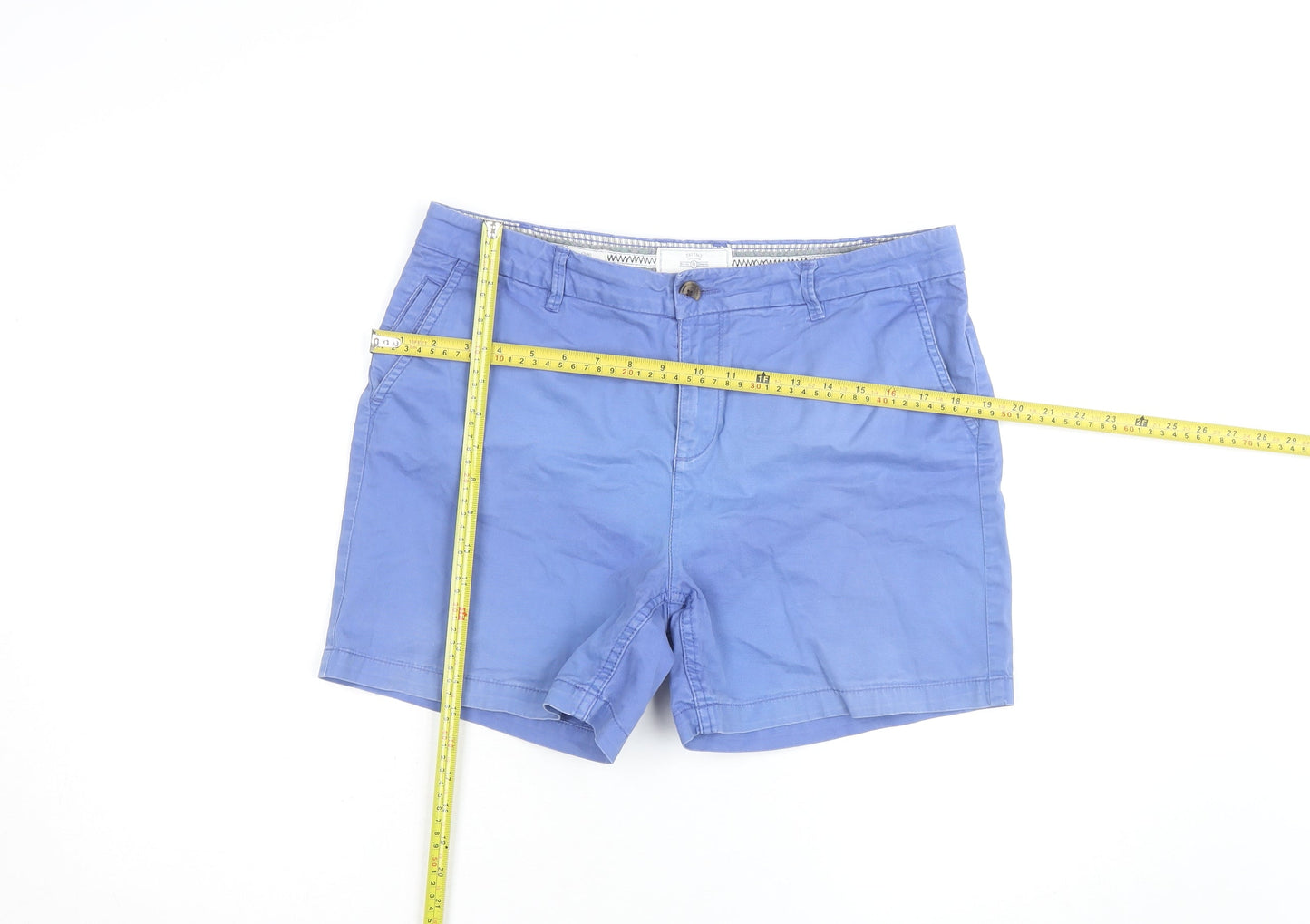 Fat Face Women Blue Chino Shorts UK 14 Cotton Blend Casual Summer