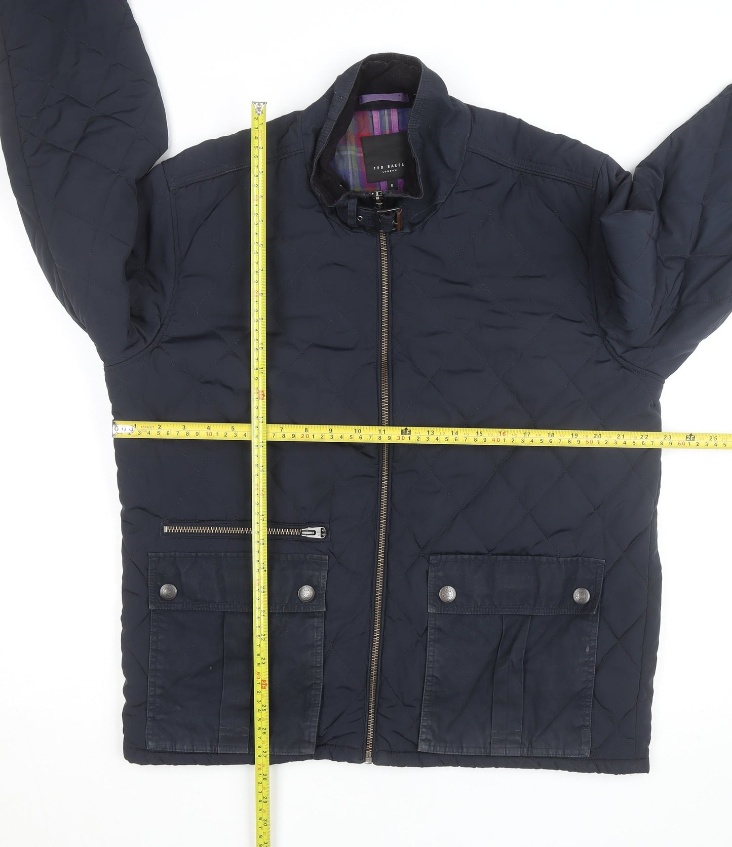 Ted Baker Women's Blue Quilted Short Jacket Size 6 Polyester Lined