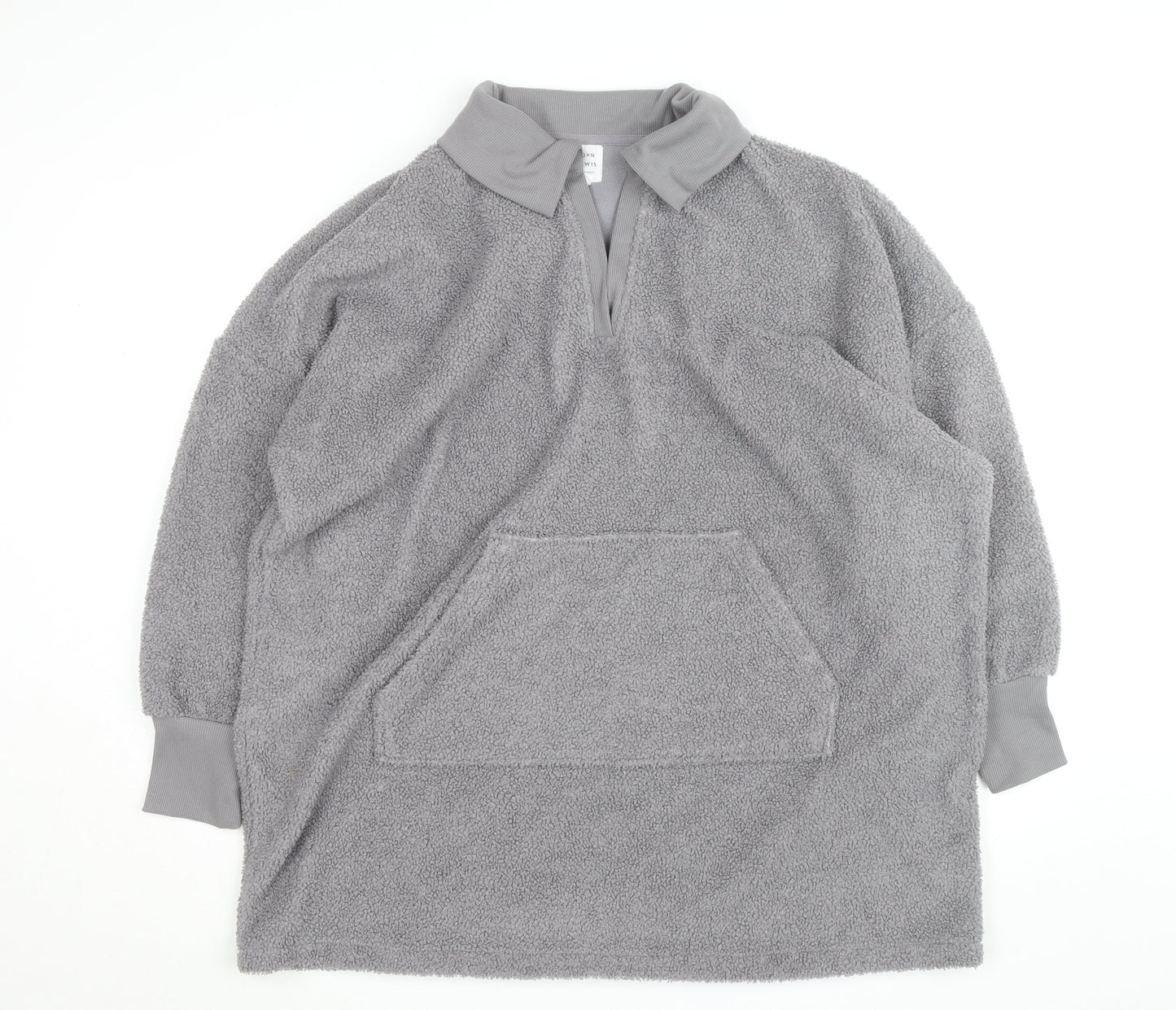 John Lewis Women Grey Fleece Pullover Collared Jumper S