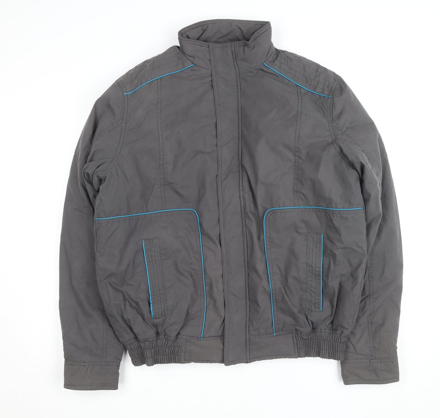 LC Waikiki Men's Grey L Windbreaker Jacket Full Zip Lined