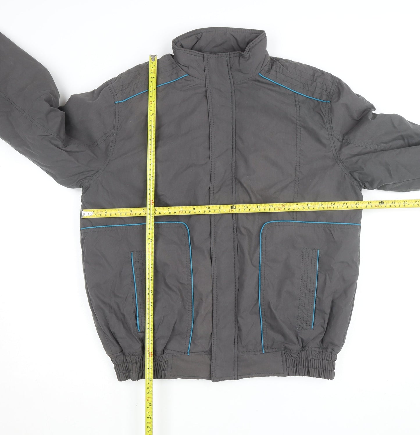 LC Waikiki Men's Grey L Windbreaker Jacket Full Zip Lined