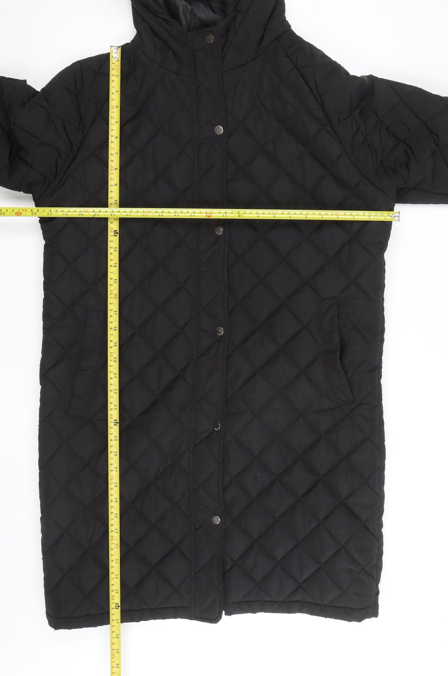 Brave Soul Women's Black Long Quilted Hooded Puffer Coat Size 16