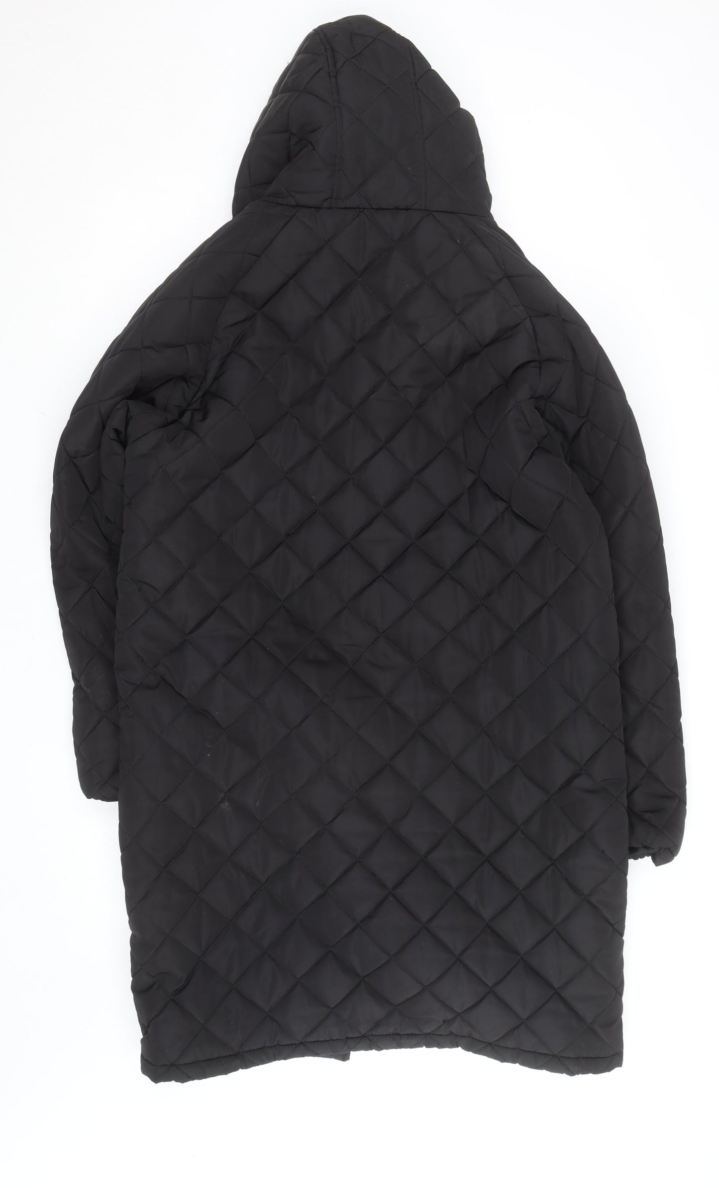 Brave Soul Women's Black Long Quilted Hooded Puffer Coat Size 16