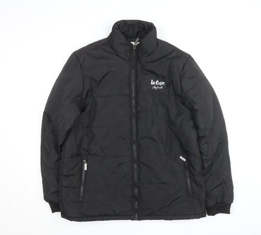 Lee Cooper Men's Black L Puffer Jacket Full Zip Insulated Winter Coat