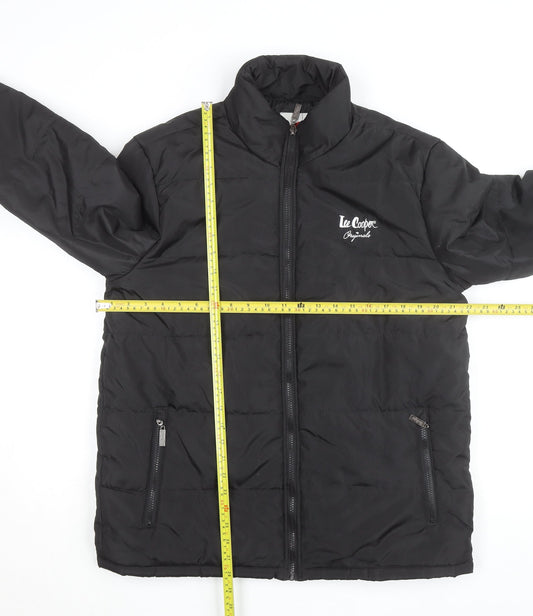 Lee Cooper Men's Black L Puffer Jacket Full Zip Insulated Winter Coat