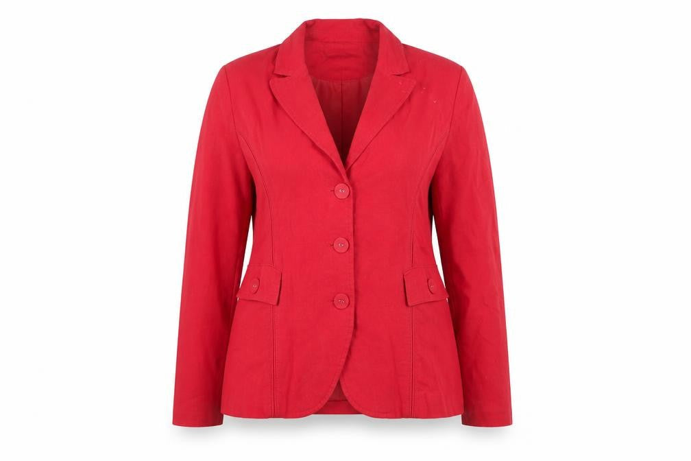 Paco Boutique Women Red Linen Blend Single-Breasted Blazer Size L