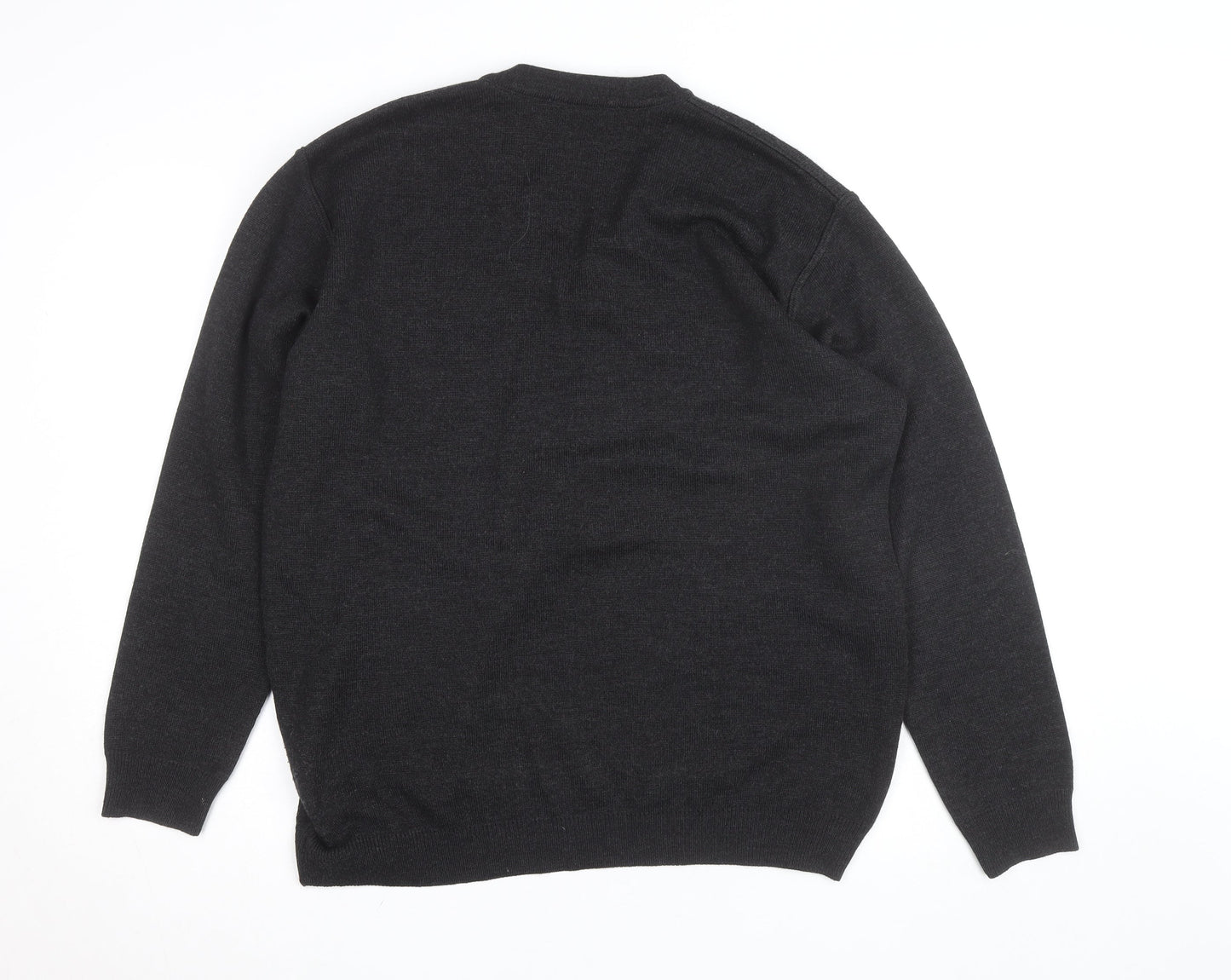 Gilt Edge Men's Black Wool Blend V-Neck Jumper Size L
